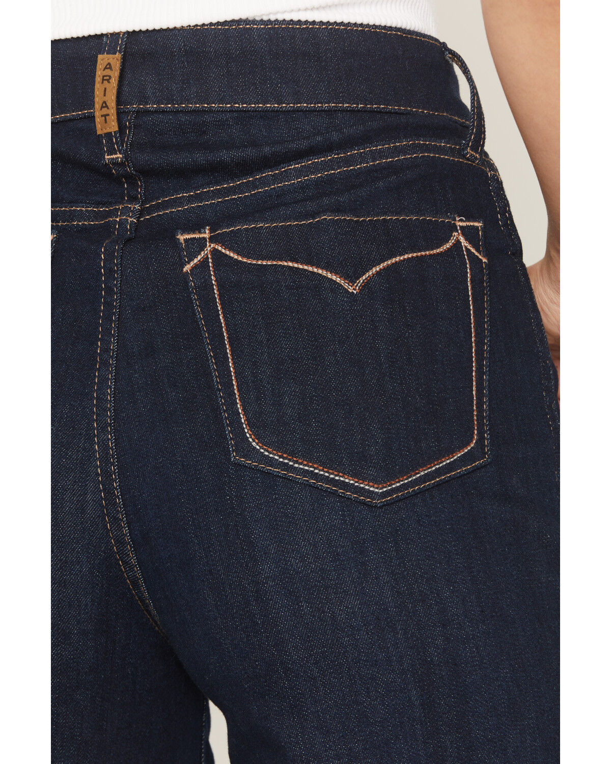 Image #4 - Ariat Women's Dark Wash Ultra High Rise Veronica Wide Leg Stretch Denim Jeans, Dark Wash, hi-res