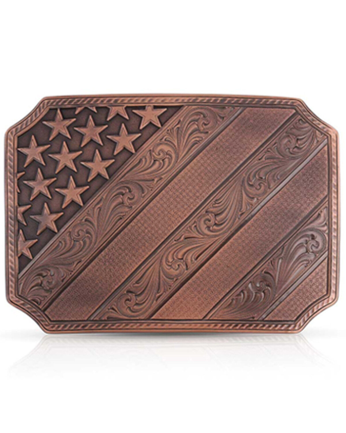 Montana Silversmiths Women's Born In The USA Bronze Belt Buckle, Bronze, hi-res