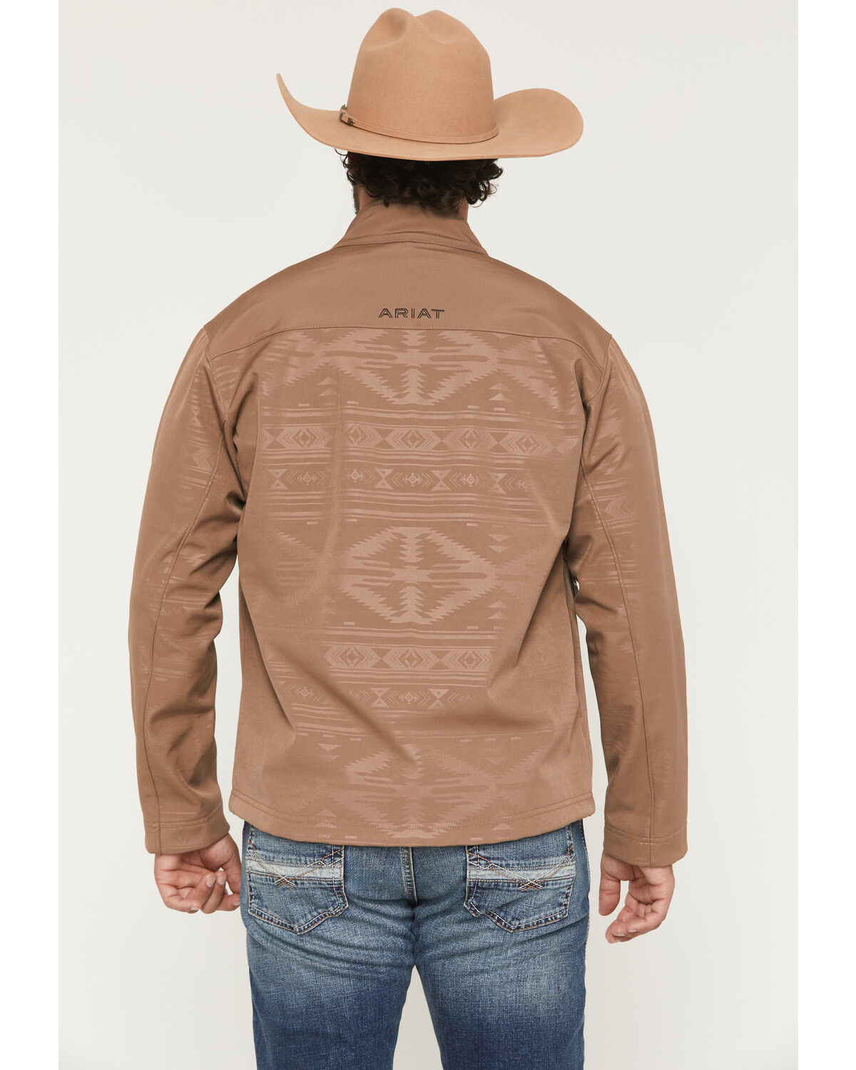 Image #4 - Ariat Men's Vernon Tonal Southwestern Softshell Jacket, Tan, hi-res