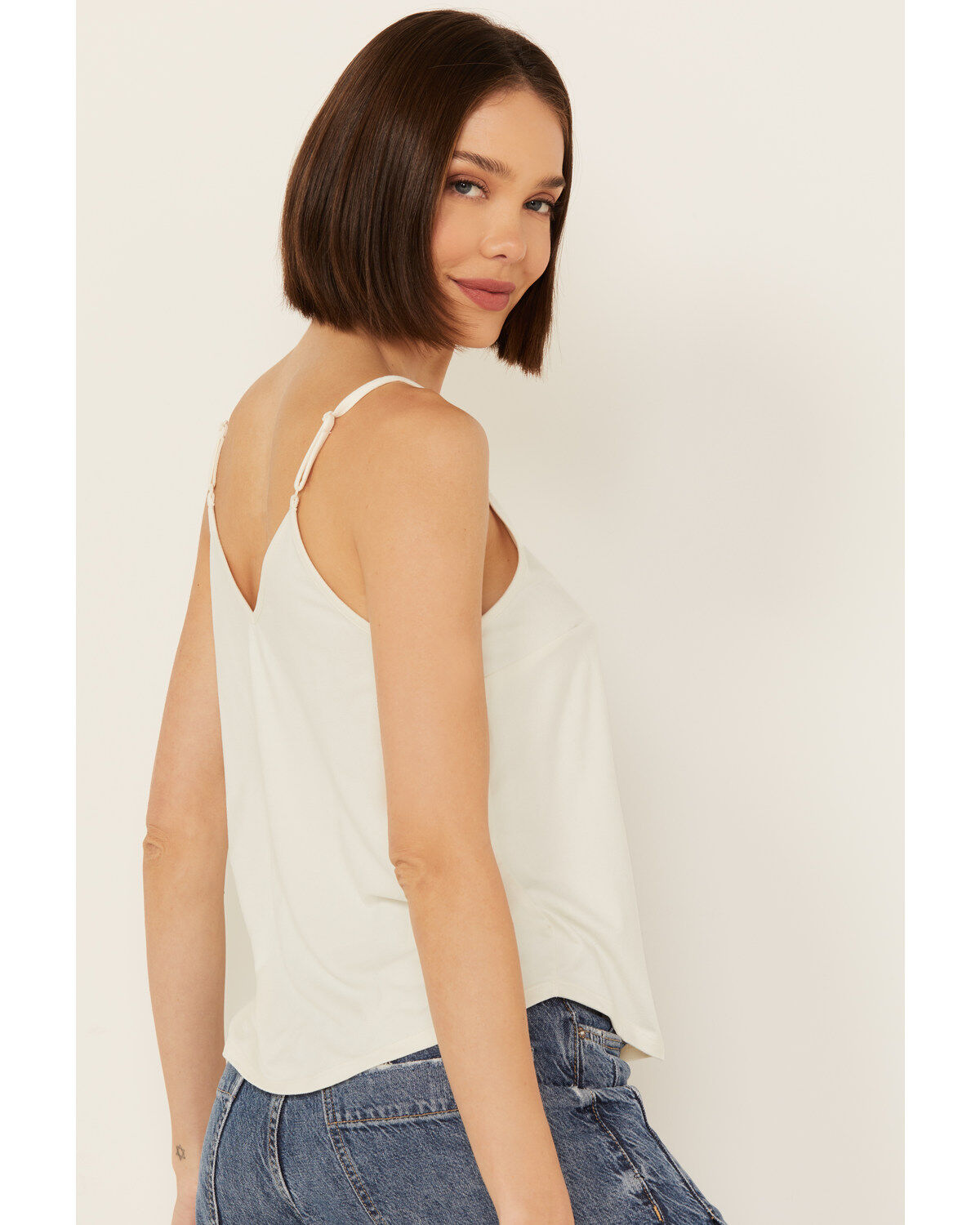 Image #4 - Shyanne Women's Crochet Trim Faux Suede Cami, Ivory, hi-res