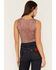 Image #4 - Youth In Revolt Women's Boot Stitch Mesh Tank Top, Brown, hi-res