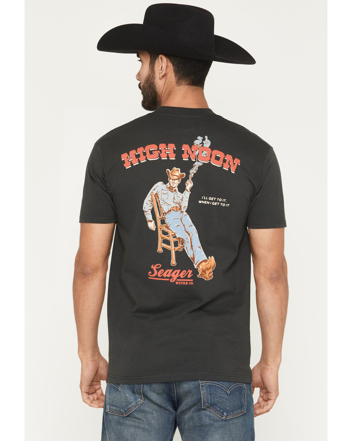 Image #1 - Seager Men's High Noon Short Sleeve Graphic T-Shirt, Black, hi-res