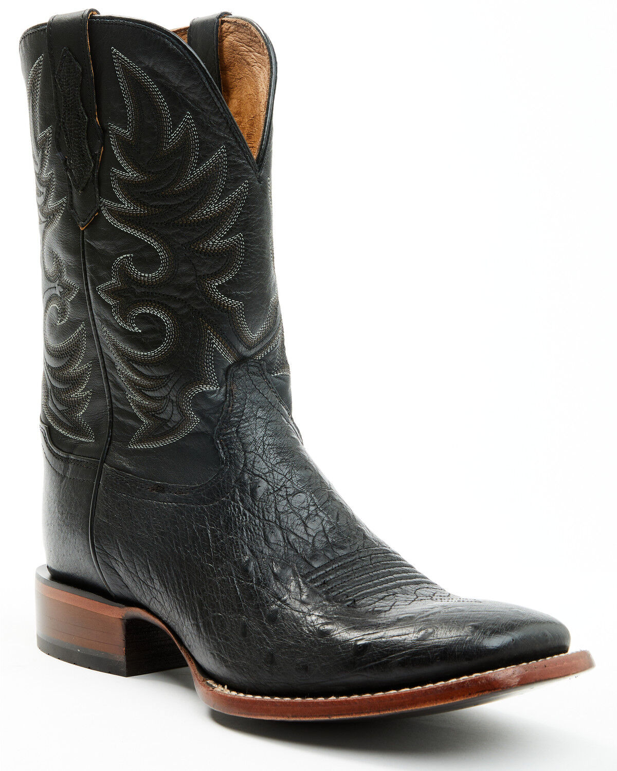 Image #1 - Cody James Men's Exotic Smooth Ostrich Western Boots - Broad Square Toe, Black, hi-res