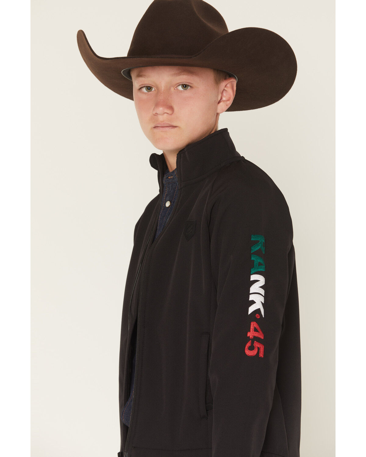 Image #2 - RANK 45&reg; Boys' Mexico Flag Seal Softshell Jacket, Black, hi-res