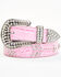 Image #1 - Shyanne Girls' Rhinestone Croc Print Arrow Belt, Pink, hi-res