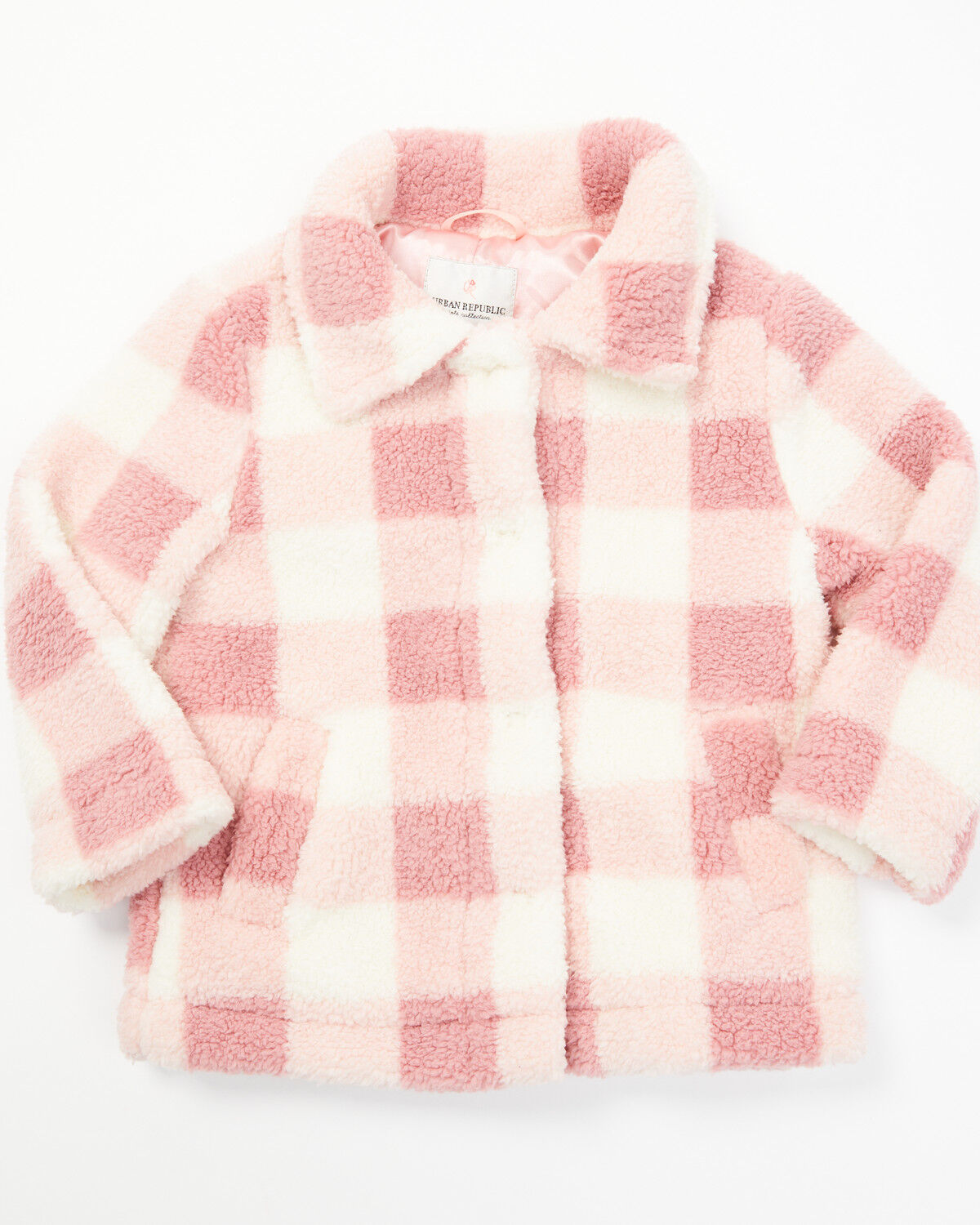 Image #1 - Urban Republic Infant Girls' Plaid Print Snap Shacket, Pink, hi-res