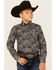 Image #1 - Cinch Boys' Paisley Print Long Sleeve Button-Down Western Shirt, Black, hi-res