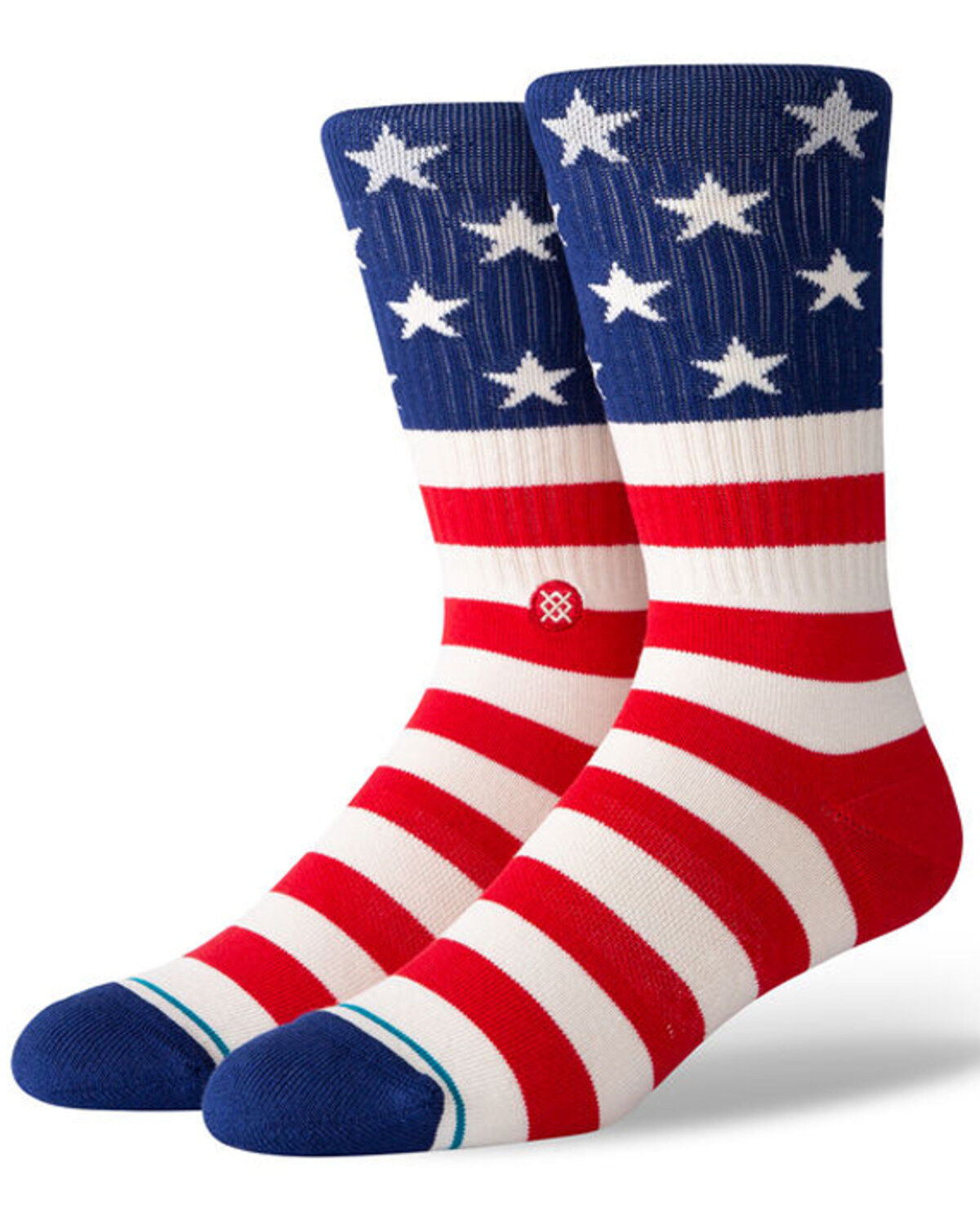 Stance Men's The Fourth Stars & Stripes American Old Glory Crew Socks, Red, hi-res