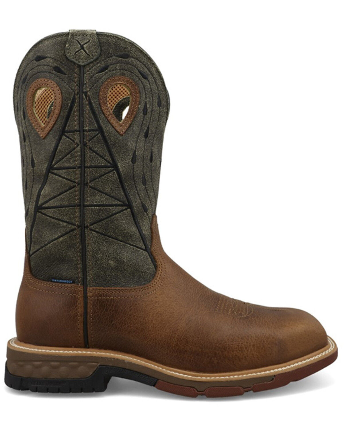 Image #2 - Twisted X Men's 12" Western Work Boots - Nano Composite Toe, Brown, hi-res