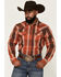 Image #1 - Cody James Men's Lure Lurex Plaid Print Long Sleeve Snap Stretch Western Shirt, Red, hi-res