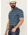 Image #2 - RANK 45&reg; Men's Weststamp Southwestern Geo Print Short Sleeve Button-Down Stretch Western Shirt, Dark Blue, hi-res