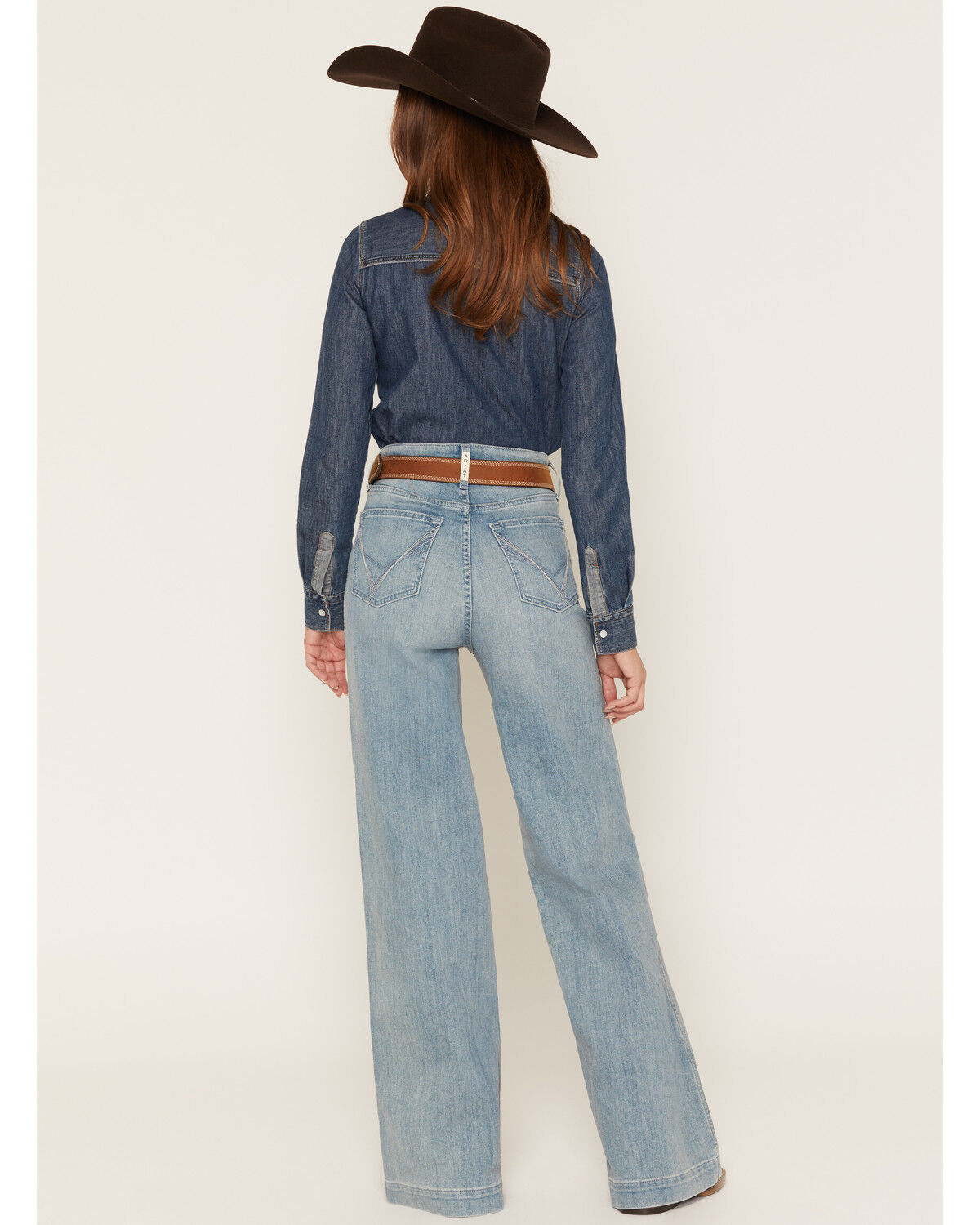 Image #3 - Ariat Women's R.E.A.L. Luana Light Wash Ultra High Rise Wide Stretch Denim Jeans, Light Wash, hi-res