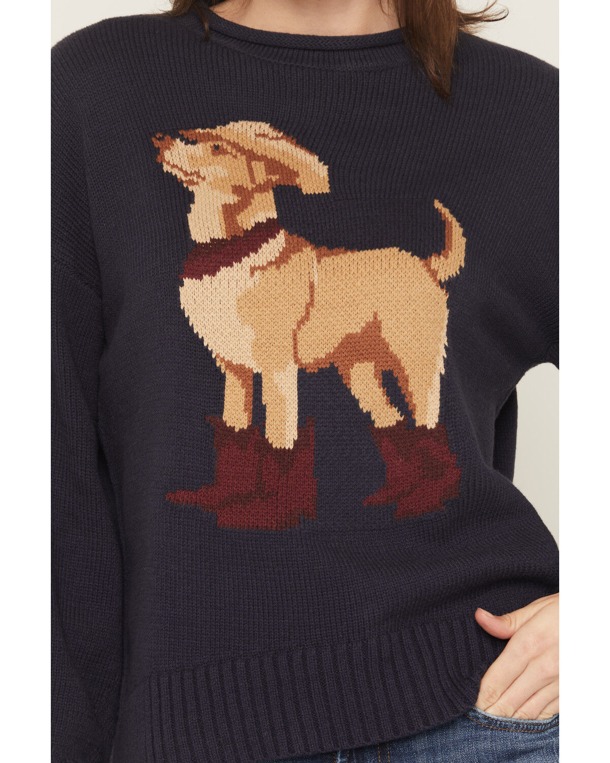 Image #3 - Wishlist Women's Cowboy Dog Sweater, Navy, hi-res