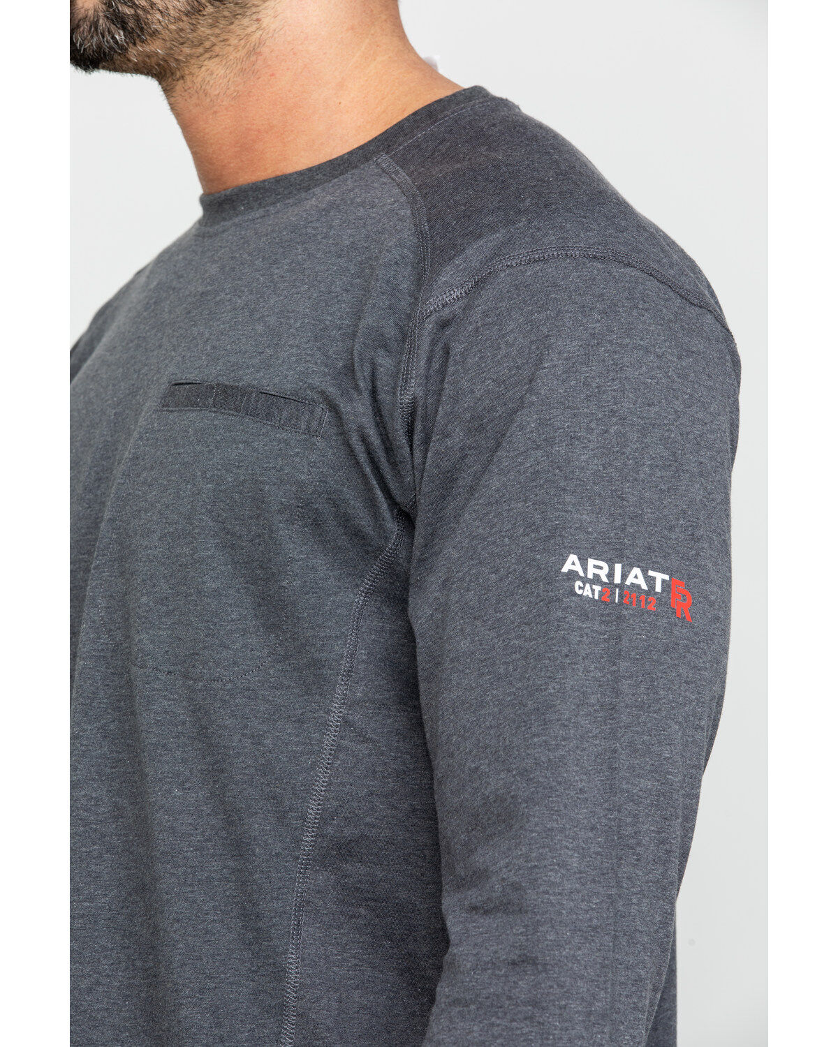 Image #3 - Ariat Men's FR Air Henley Long Sleeve Work Shirt - Tall, Charcoal, hi-res