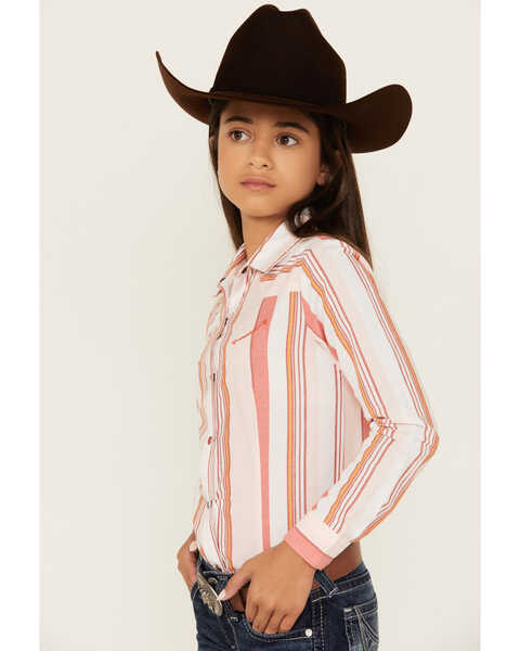 Image #2 - Cruel Girl Girls' Striped Long Sleeve Snap Western Shirt , Red, hi-res