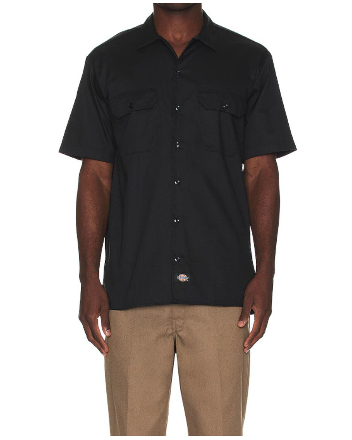 Dickies Men's Solid Twill Short Sleeve Button-Down Work Shirt - Big, No Color, hi-res