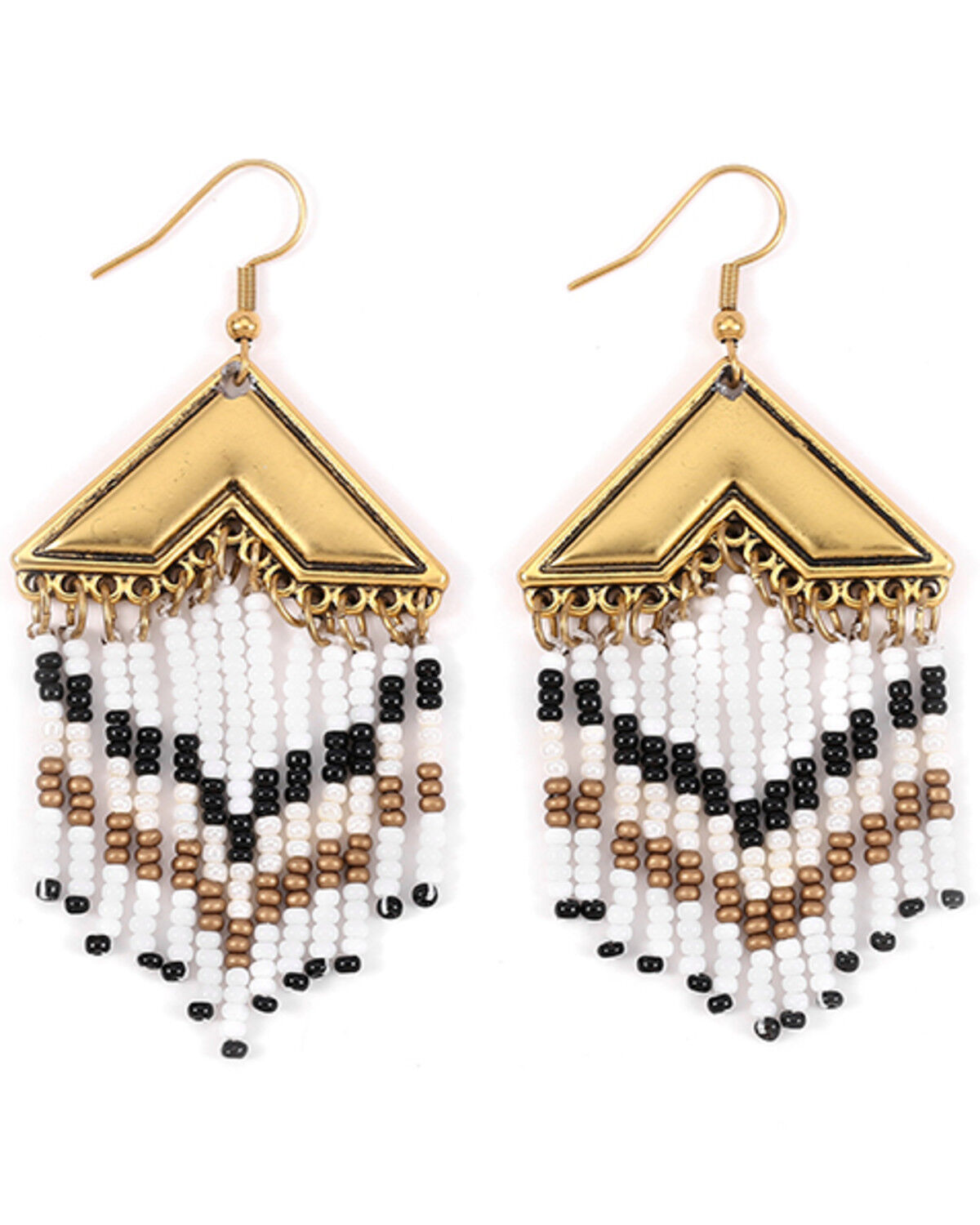 Cowgirl Confetti Women's Carrying The Stars Beaded Fringe Earrings, Silver, hi-res