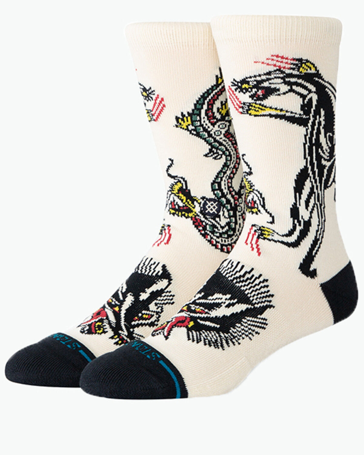 Stance Men's Battle Crew Socks, Cream, hi-res