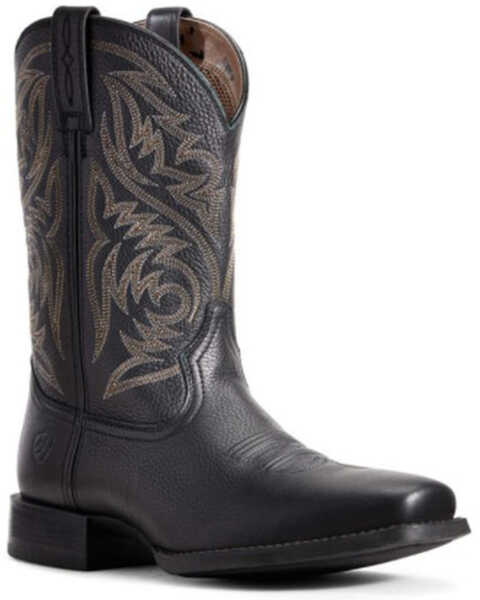 Image #1 - Ariat Men's Sport Herdsman Western Performance Boots - Square Toe, Black, hi-res