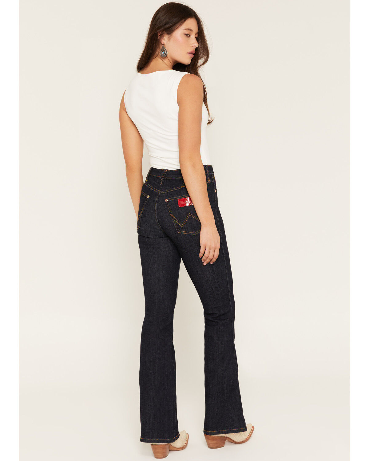 Image #3 - Wrangler X Lainey Wilson Women's Dark Wash High Rise Flare Stretch Denim Jeans, Dark Wash, hi-res