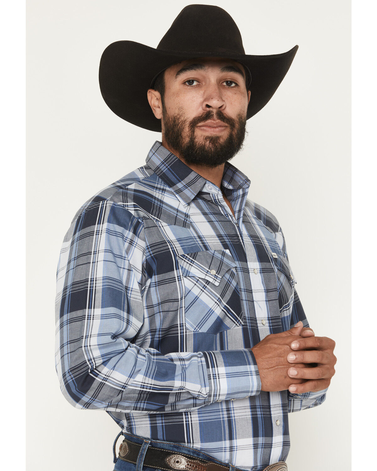 Image #2 - Ely Walker Men's Plaid Print Long Sleeve Pearl Snap Western Shirt - Tall, , hi-res