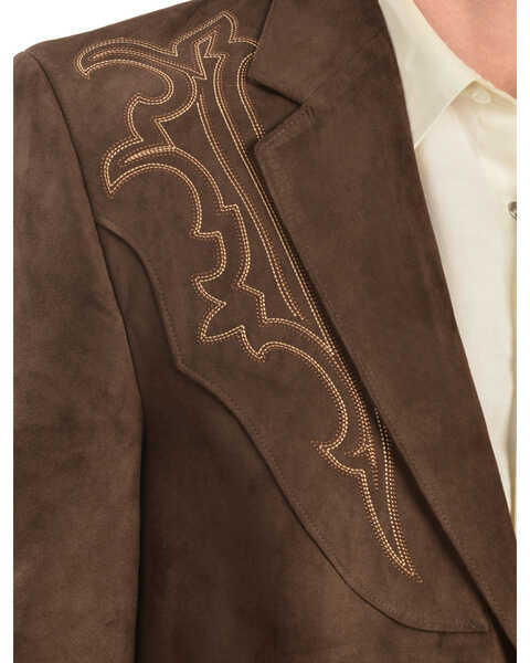 Image #4 - Circle S Men's Embroidered Microsuede Sport Coat, Chestnut, hi-res