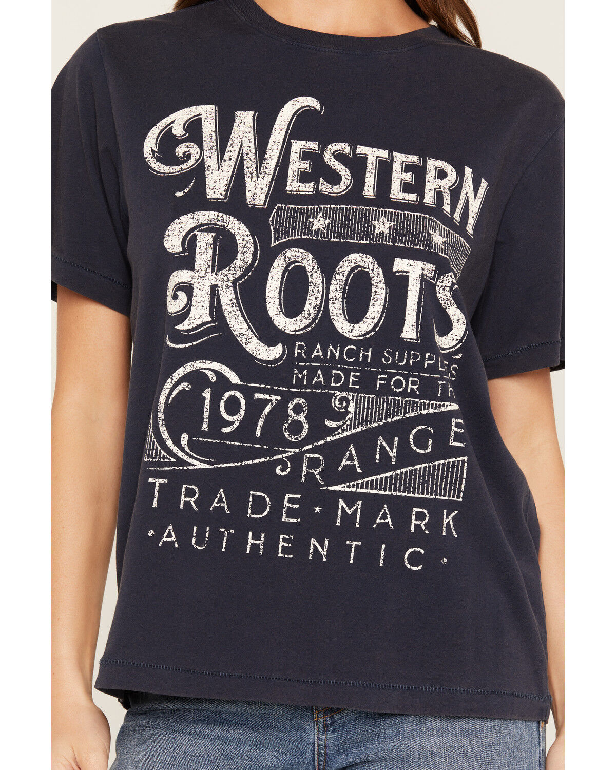 Image #3 - Shyanne Women's Western Roots Short Sleeve Graphic Tee, Navy, hi-res