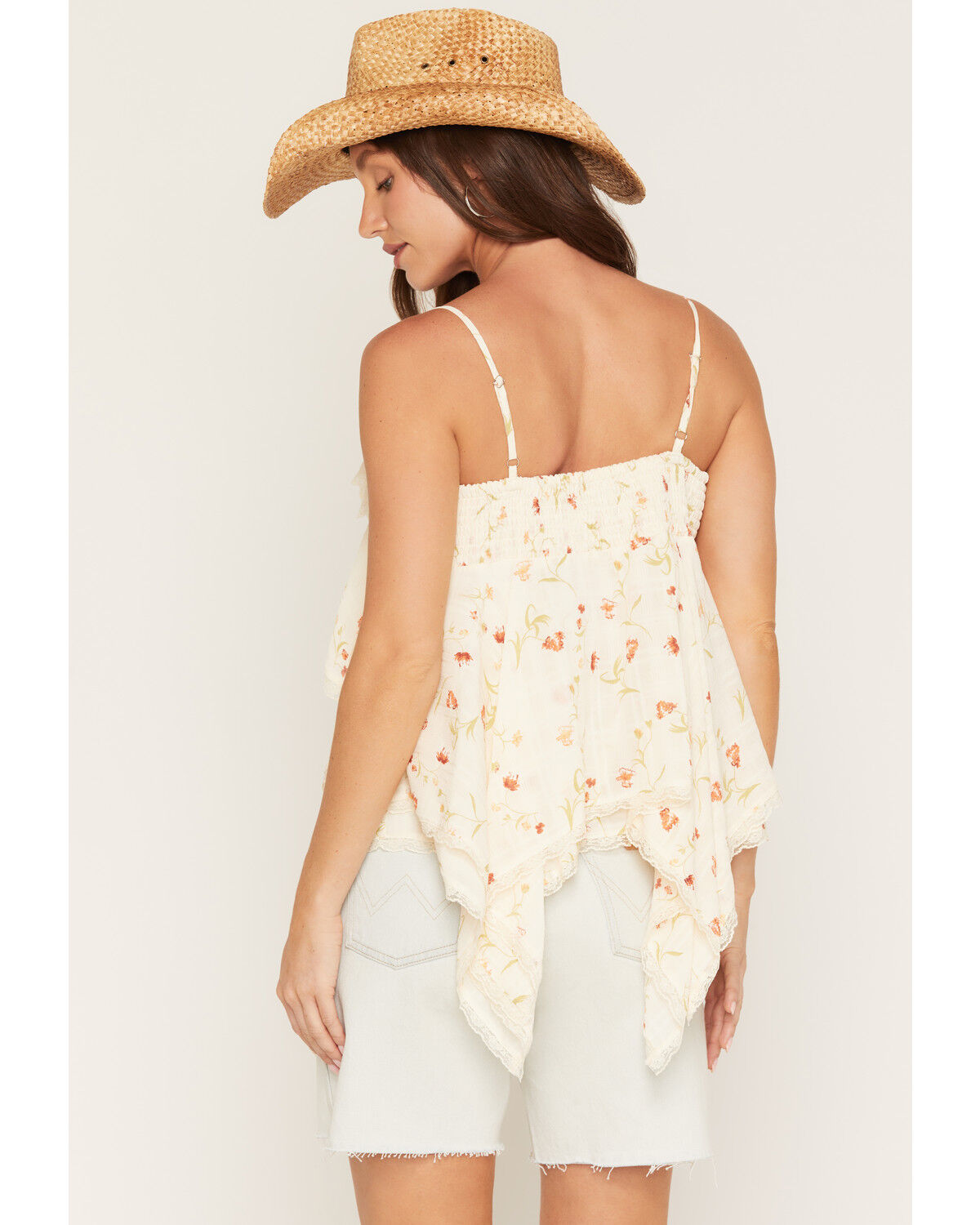 Image #4 - Wild Moss Women's Floral Print Lace Tank Top, Ivory, hi-res