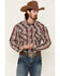 Image #1 - Cowboy Hardware Men's Rancher Plaid Long Sleeve Snap Western Shirt, Red, hi-res