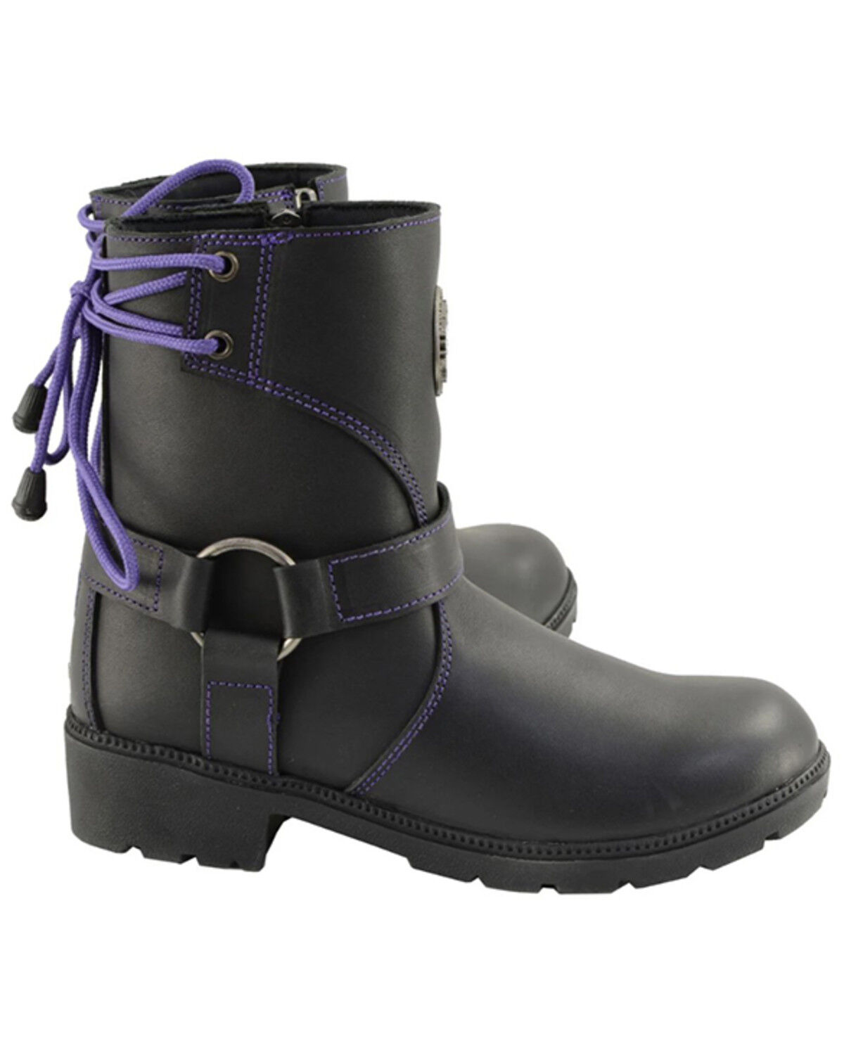 Image #2 - Milwaukee Leather Women's Harness Zip-Up Motorcycle Boots - Round Toe, Black, hi-res