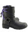 Image #2 - Milwaukee Leather Women's Harness Zip-Up Motorcycle Boots - Round Toe, Black, hi-res