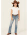 Image #1 - Shyanne Girls' Medium Wash Diamond Pocket Bootcut Stretch Denim Jeans, Light Wash, hi-res