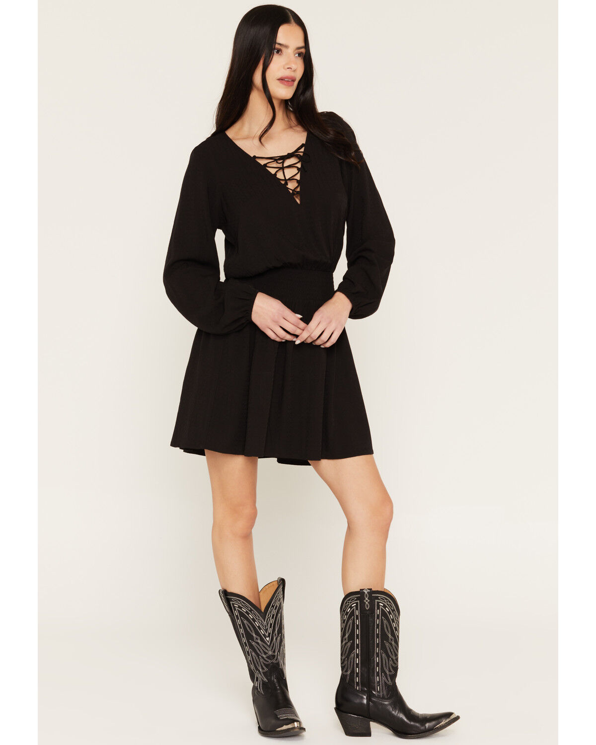 Image #1 - Idyllwind Women's Aimee Lace-Up Mini Dress, Black, hi-res