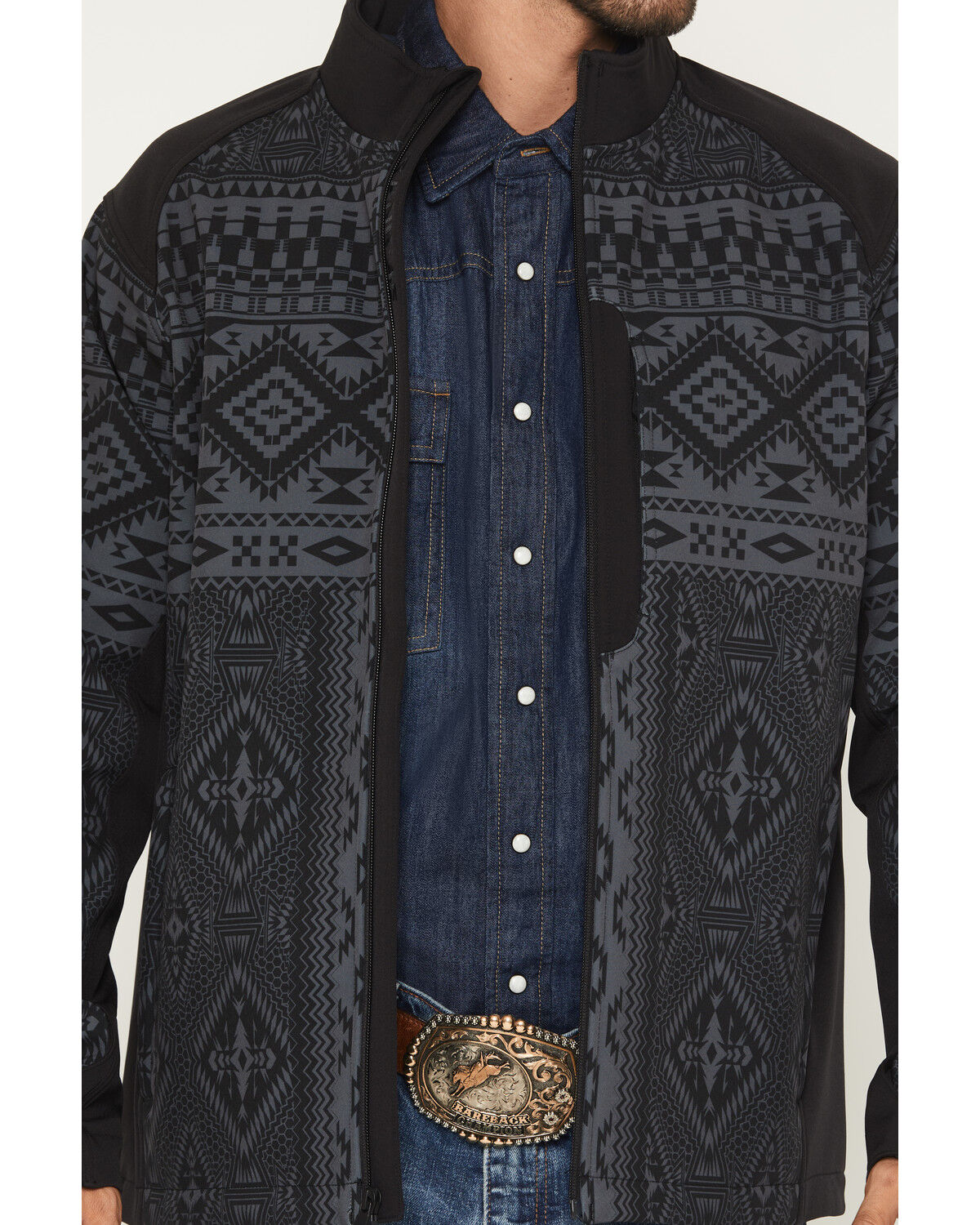 Image #3 - RANK 45&reg; Men's Quintana Southwestern Print Softshell Jacket, Charcoal, hi-res