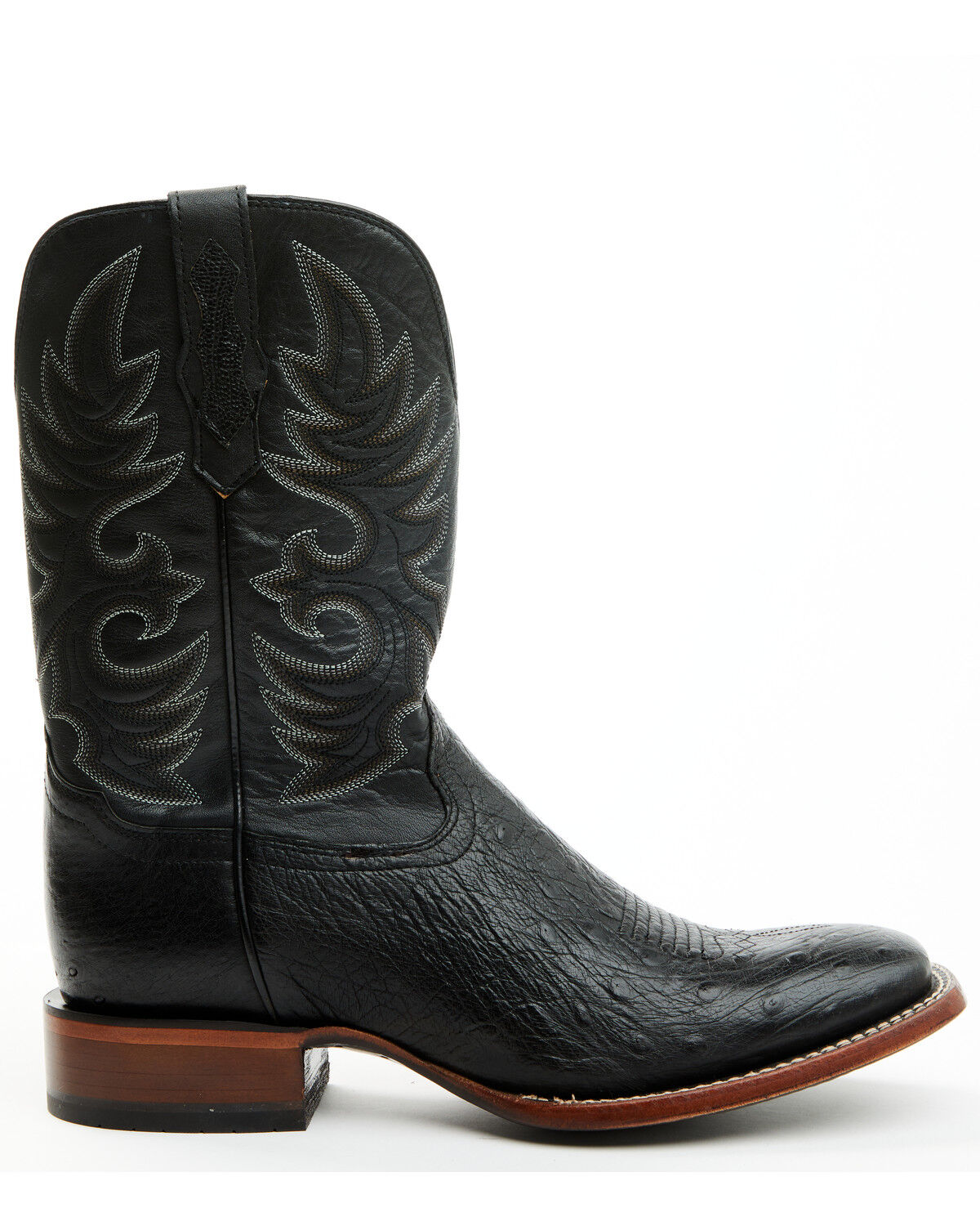 Image #2 - Cody James Men's Exotic Smooth Ostrich Western Boots - Broad Square Toe, Black, hi-res