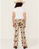 Image #3 - Rock & Roll Denim Girls' Cow Print Flare Stretch Denim Jeans, Brown, hi-res