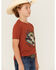 Image #2 - Rock & Roll Denim Boys' Steer Head Short Sleeve Graphic Tee, Rust Copper, hi-res