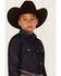 Image #2 - Cody James Boys' Cave Creek Long Sleeve Pearl Snap Western Denim Shirt, Dark Wash, hi-res