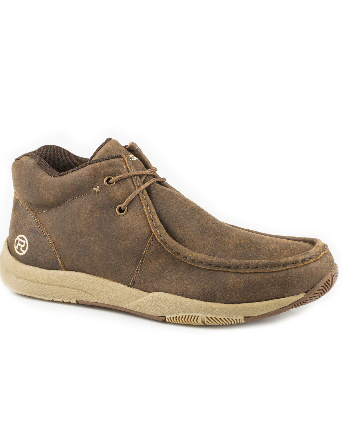 Image #1 - Roper Men's Clearcut Suede Leather Swifter Sole Chukka Shoes - Moc Toe, Brown, hi-res