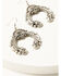 Image #2 - Shyanne Women's Juniper Sky Silver Squash Blossom Earrings, Silver, hi-res