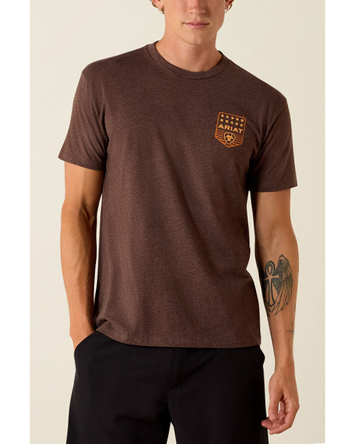 Image #2 - Ariat Men's Logo Patriotic Badge Short Sleeve Graphic T-Shirt, Brown, hi-res