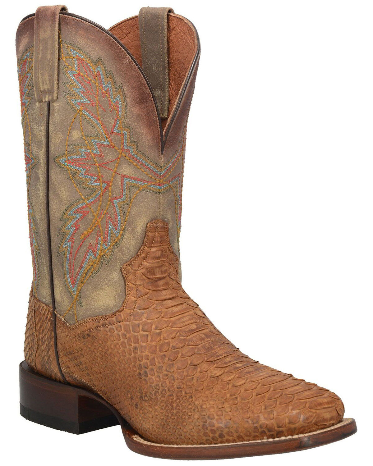 Dan Post Men's Dry Gulch Python Exotic Boots - Broad Square Toe, Tan, hi-res