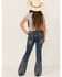 Image #4 - Shyanne Girls' Medium Wash Stitch Flare Stretch Denim Jeans , Medium Wash, hi-res