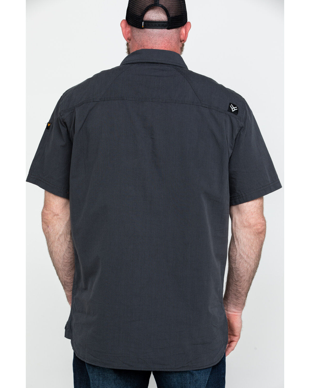 Image #2 - Hawx Men's Charcoal Solid Yarn Dye Two Pocket Short Sleeve Work Shirt - Big, Charcoal, hi-res