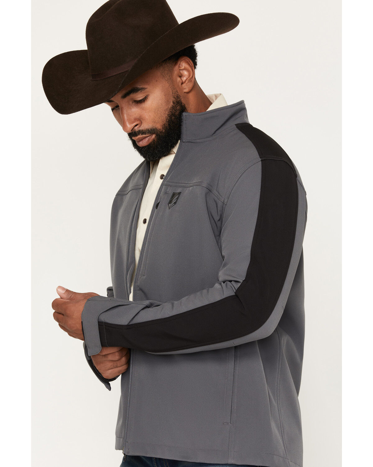 Image #2 - RANK 45&reg; Men's Bandana Color Block Softshell Jacket, Charcoal, hi-res