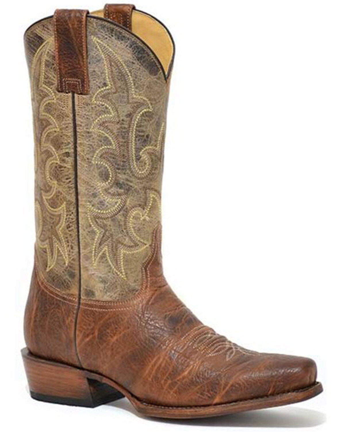 Stetson Men's Obediah Bison Vamp Western Boots - Narrow Square Toe, Brown, hi-res