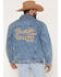 Image #1 - Wrangler X Coors Banquet Men's Embroidery Denim Jacket, Medium Wash, hi-res