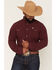 Image #1 - Ferrell Men's Tek Solid Short Sleeve Pearl Snap Stretch Performance Western Shirt, Maroon, hi-res