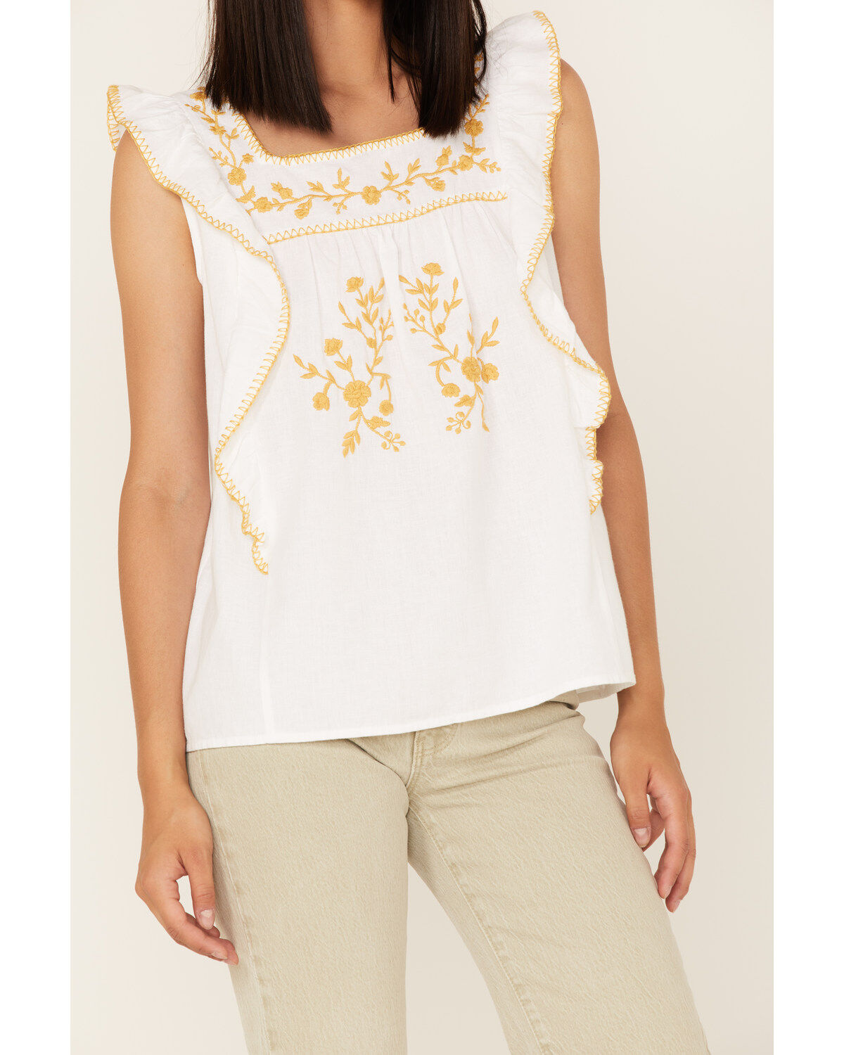 Image #3 - Cotton & Rye Women's Embroidered Ruffle Tank Top, , hi-res