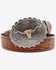 Image #1 - Shyanne Women's Tooled Longhorn Buckle Belt, Brown, hi-res